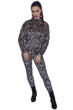 Colanti din catifea imblanita cu design leopard
