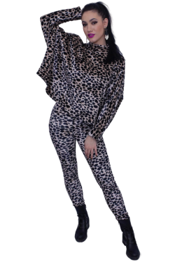 Bluza din catifea imblanita design leopard